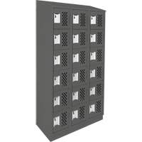 Clean-Line Perforated Lockerette, 6 -tier, Bank of 3, 12" x 72" x 12", Steel Southpoint Industrial Supply