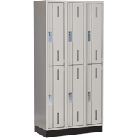 Concorde Heavy-Duty Lockers, 2 -tier, Bank of 3, 36" x 18" x 76", Steel, Grey, Welded (Assembled) Southpoint Industrial Supply
