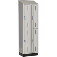 Concorde Heavy-Duty Lockers, 2 -tier, Bank of 2, 24" x 18" x 82", Steel, Grey, Welded (Assembled) Southpoint Industrial Supply