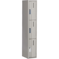 Concorde Heavy-Duty Lockers, 3 -tier, 12" x 18" x 72", Steel, Grey, Welded (Assembled) Southpoint Industrial Supply