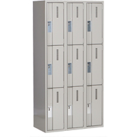 Concorde Heavy-Duty Lockers, 3 -tier, Bank of 3, 36" x 18" x 72", Steel, Grey, Welded (Assembled) Southpoint Industrial Supply