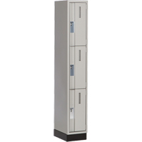 Concorde Heavy-Duty Lockers, 3 -tier, 12" x 18" x 76", Steel, Grey, Welded (Assembled) Southpoint Industrial Supply