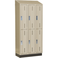Concorde Heavy-Duty Lockers, 2 -tier, Bank of 3, 36" x 18" x 82", Steel, Beige, Welded (Assembled) Southpoint Industrial Supply