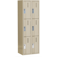 Concorde Heavy-Duty Lockers, 3 -tier, Bank of 2, 24" x 18" x 72", Steel, Beige, Welded (Assembled) Southpoint Industrial Supply
