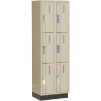 Concorde Heavy-Duty Lockers, 3 -tier, Bank of 2, 24" x 18" x 76", Steel, Beige, Welded (Assembled) Southpoint Industrial Supply
