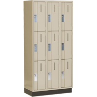 Concorde Heavy-Duty Lockers, 3 -tier, Bank of 3, 36" x 18" x 76", Steel, Beige, Welded (Assembled) Southpoint Industrial Supply