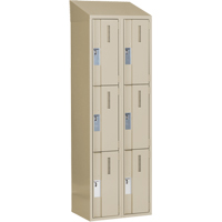 Concorde Heavy-Duty Lockers, 3 -tier, Bank of 2, 24" x 18" x 78", Steel, Beige, Welded (Assembled) Southpoint Industrial Supply