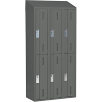 Concorde Heavy-Duty Lockers, 2 -tier, Bank of 3, 36" x 18" x 78", Steel, Charcoal, Welded (Assembled) Southpoint Industrial Supply