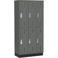 Concorde Heavy-Duty Lockers, 2 -tier, Bank of 3, 36" x 18" x 76", Steel, Charcoal, Welded (Assembled) Southpoint Industrial Supply