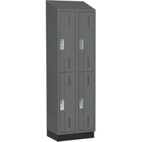 Concorde Heavy-Duty Lockers, 2 -tier, Bank of 2, 24" x 18" x 82", Steel, Charcoal, Welded (Assembled) Southpoint Industrial Supply