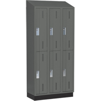 Concorde Heavy-Duty Lockers, 2 -tier, Bank of 3, 36" x 18" x 82", Steel, Charcoal, Welded (Assembled) Southpoint Industrial Supply