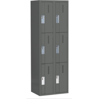 Concorde Heavy-Duty Lockers, 3 -tier, Bank of 2, 24" x 18" x 72", Steel, Charcoal, Welded (Assembled) Southpoint Industrial Supply