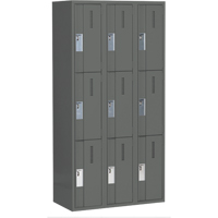 Concorde Heavy-Duty Lockers, 3 -tier, Bank of 3, 36" x 18" x 72", Steel, Charcoal, Welded (Assembled) Southpoint Industrial Supply