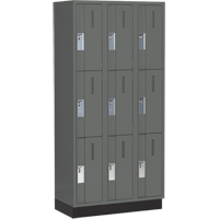 Concorde Heavy-Duty Lockers, 3 -tier, Bank of 3, 36" x 18" x 76", Steel, Charcoal, Welded (Assembled) Southpoint Industrial Supply