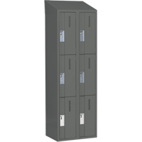 Concorde Heavy-Duty Lockers, 3 -tier, Bank of 2, 24" x 18" x 78", Steel, Charcoal, Welded (Assembled) Southpoint Industrial Supply