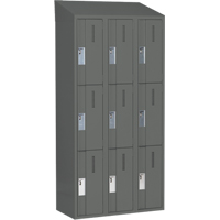 Concorde Heavy-Duty Lockers, 3 -tier, Bank of 3, 36" x 18" x 78", Steel, Charcoal, Welded (Assembled) Southpoint Industrial Supply