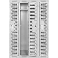 Clean Line Lockers, Bank of 4, 48" x 12" x 72", Steel, Grey, Rivet (Assembled), Perforated Southpoint Industrial Supply