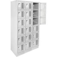 Assembled Lockerettes Clean Line Perforated Economy Lockers, 6 -tier, Bank of 3, 18" x 72" x 12", Steel Southpoint Industrial Supply