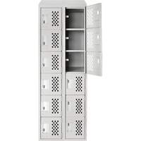 Clean-Line Perforated Lockerette, 6 -tier, Bank of 2, 12" x 72" x 12", Steel Southpoint Industrial Supply