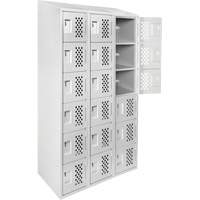 Clean-Line Perforated Lockerette, 6 -tier, Bank of 3, 15" x 72" x 12", Steel Southpoint Industrial Supply