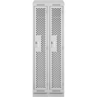 Clean Line Lockers, Bank of 2, 24" x 18" x 82", Steel, Grey, Rivet (Assembled), Perforated Southpoint Industrial Supply
