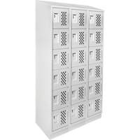 Clean-Line Perforated Lockerette, 6 -tier, Bank of 3, 12" x 72" x 12", Steel Southpoint Industrial Supply