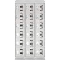 Clean-Line Perforated Lockerette, 6 -tier, Bank of 3, 12" x 72" x 12", Steel Southpoint Industrial Supply