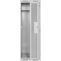 Clean Line™ Lockers, Bank of 2, 24" x 12" x 72", Steel, Grey, Rivet (Assembled), Perforated FK225 | Southpoint Industrial Supply