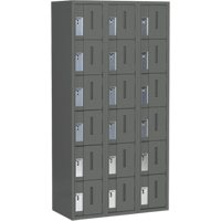 Concorde Heavy-Duty Lockers, 6 -tier, Bank of 3, 36" x 18" x 72", Steel, Charcoal, Welded (Assembled) Southpoint Industrial Supply