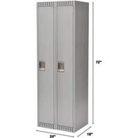 Lockers, Bank of 2, 24" x 18" x 72", Steel, Grey, Knocked Down Southpoint Industrial Supply