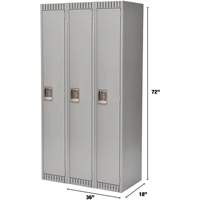 Lockers, Bank of 3, 36" x 18" x 72", Steel, Grey, Knocked Down Southpoint Industrial Supply