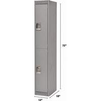 Lockers, 2 -tier, 12" x 18" x 72", Steel, Grey, Knocked Down Southpoint Industrial Supply