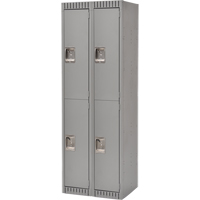 Lockers, 2 -tier, Bank of 2, 24" x 18" x 72", Steel, Grey, Knocked Down Southpoint Industrial Supply