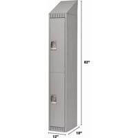 Lockers, 2 -tier, 12" x 18" x 82", Steel, Grey, Knocked Down Southpoint Industrial Supply