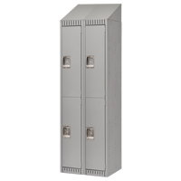 Lockers, 2 -tier, Bank of 2, 24" x 18" x 82", Steel, Grey, Knocked Down Southpoint Industrial Supply