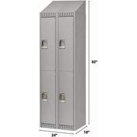 Lockers, 2 -tier, Bank of 2, 24" x 18" x 82", Steel, Grey, Knocked Down Southpoint Industrial Supply