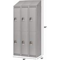 Lockers, 2 -tier, Bank of 3, 36" x 18" x 82", Steel, Grey, Knocked Down Southpoint Industrial Supply