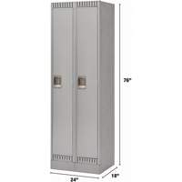 Lockers, Bank of 2, 24" x 18" x 76", Steel, Grey, Knocked Down Southpoint Industrial Supply