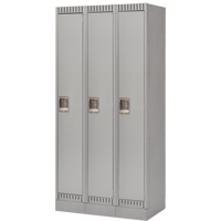 Lockers, Bank of 3, 36" x 18" x 76", Steel, Grey, Knocked Down Southpoint Industrial Supply