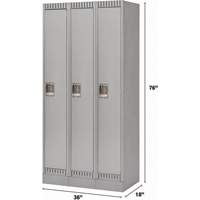 Lockers, Bank of 3, 36" x 18" x 76", Steel, Grey, Knocked Down Southpoint Industrial Supply