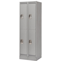 Lockers, 2 -tier, Bank of 2, 24" x 18" x 76", Steel, Grey, Knocked Down Southpoint Industrial Supply