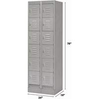 Lockers, 6 -tier, Bank of 2, 24" x 18" x 76", Steel, Grey, Knocked Down Southpoint Industrial Supply
