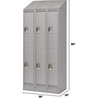 Lockers, 2 -tier, Bank of 3, 36" x 18" x 86", Steel, Grey, Knocked Down Southpoint Industrial Supply