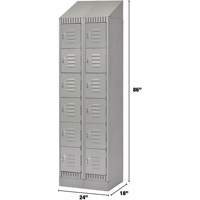 Lockers, 6 -tier, Bank of 2, 24" x 18" x 86", Steel, Grey, Knocked Down Southpoint Industrial Supply