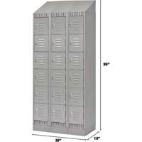 Lockers, 6 -tier, Bank of 3, 36" x 18" x 86", Steel, Grey, Knocked Down Southpoint Industrial Supply