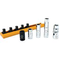 Jeu de douilles chrom&eacute;es avec rail, 5 Morceaux, Prise de 1/4" Southpoint Industrial Supply