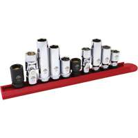 Jeu de douilles chrom&eacute;es avec rail, 10 Morceaux, Prise de 1/4"/3/8" Southpoint Industrial Supply