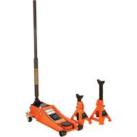Low Profile Service Jack with Safety Stands, 3 Ton(s) Capacity, 2-19/20" Lowered, 19-9/10" Raised, Manual Hydraulic Southpoint Industrial Supply