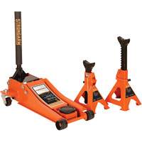 Low Profile Service Jack with Safety Stands, 3 Ton(s) Capacity, 2-19/20" Lowered, 19-9/10" Raised, Manual Hydraulic Southpoint Industrial Supply