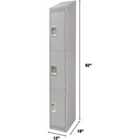 Lockers, 3 -tier, 12" x 18" x 82", Steel, Grey, Knocked Down Southpoint Industrial Supply